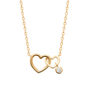 Collier doré Anaïs cœurs entrelacés et pendentif zircon - Bijou photographié sur fond blanc