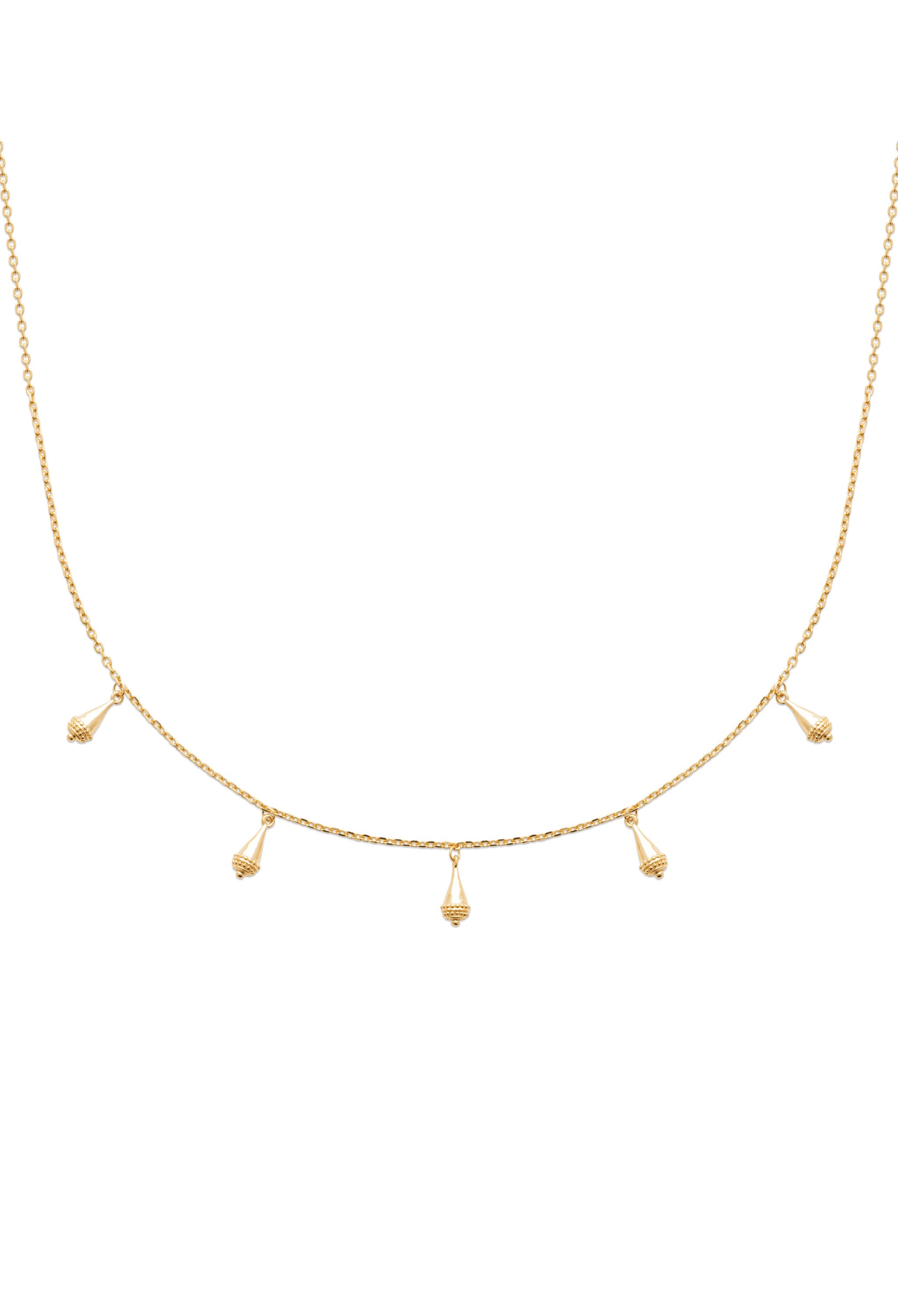 Collier doré Arya orné de pampilles à motifs orientaux - Bijou sur fond blanc