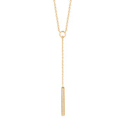 Collier doré Béatrice plongeant avec anneau et plaquette sertie de zircons - Bijou photographié sur fond blanc