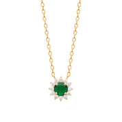 Collier doré Bénédicte zircons vert et blanc - Bijou photographié sur fond blanc