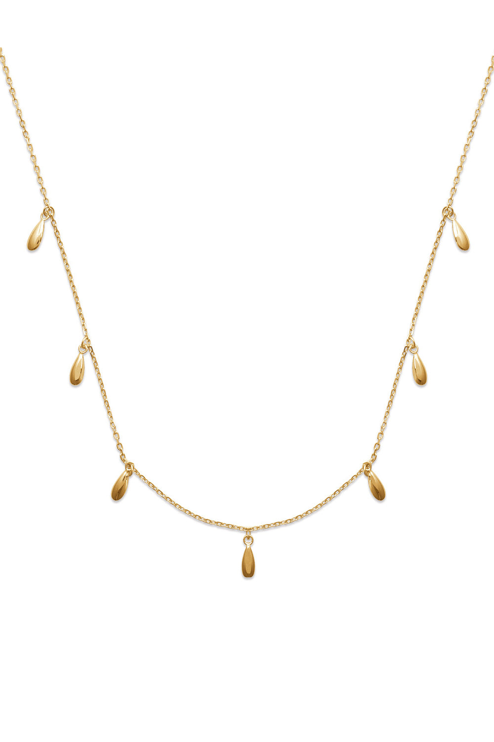 Collier doré Clément orné de pampilles gouttes - Bijou sur fond blanc
