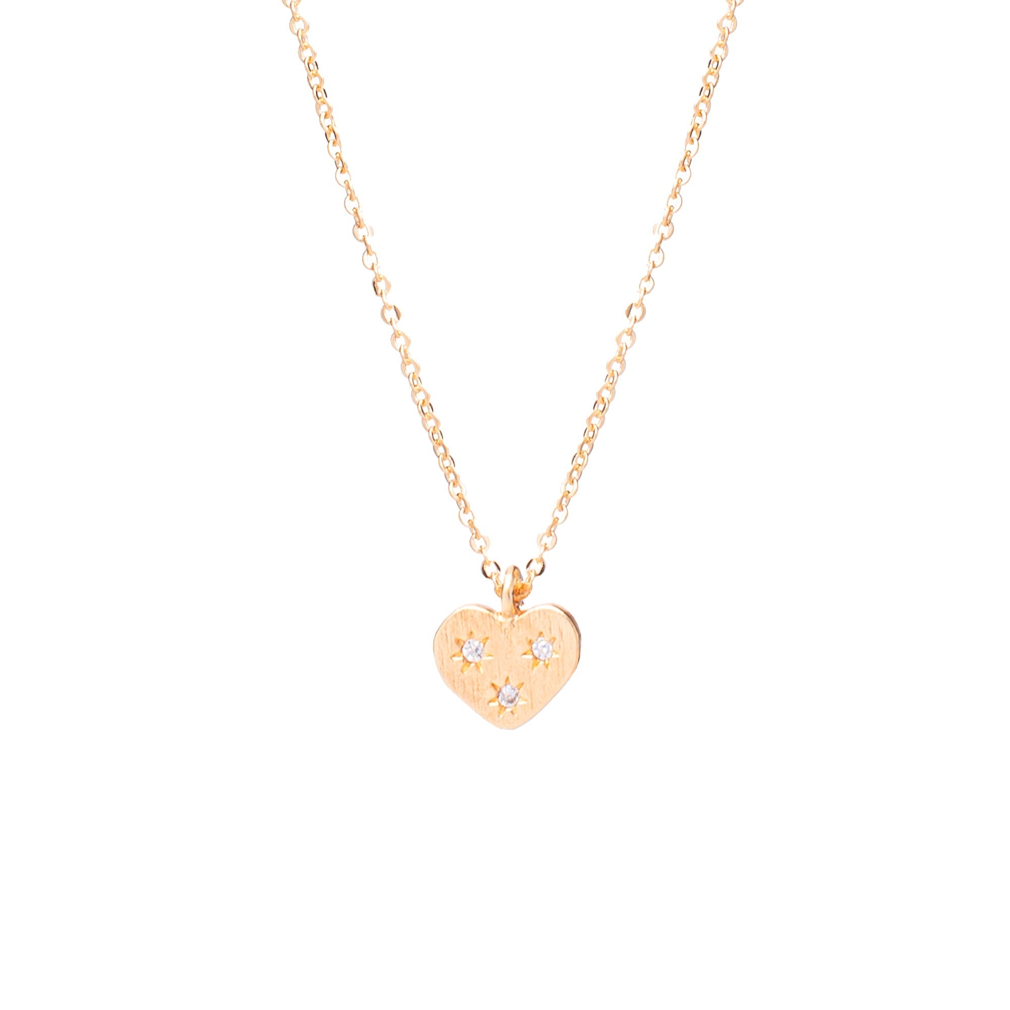 Collier doré coeur zircons Hestya - Bijou photographié sur fond blanc