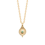  Collier doré goutte avec pierre aventurine - Bijou photographié sur fond blanc
