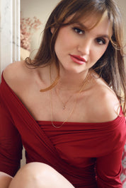 Collier personnalisable doré Jane anneau avec pendentif zircon en forme de goutte - Bijou porté
