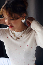 Collier doré Kerry maille avec pendentifs coeurs - Bijou porté