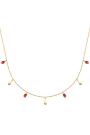 Collier doré Lupa pampilles zircons roses - Bijou photographié sur fond blanc
