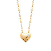 Collier doré cœur avec zircon Lys - Bijou photographié sur fond blanc