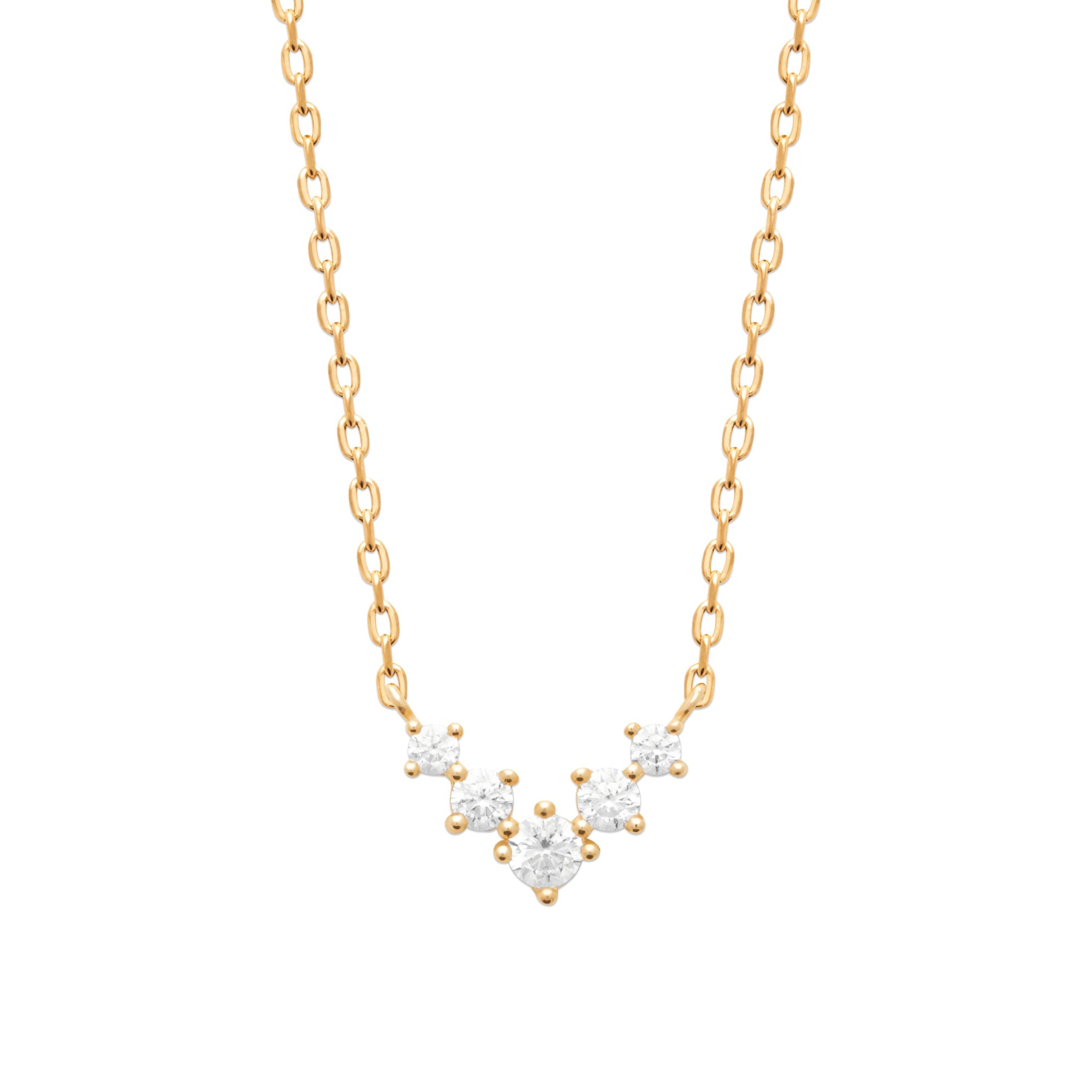 Collier doré Madysson en plaqué or avec pendentif contemporain, collection Chloé Rose Genève - Bijou photographié sur fond blanc