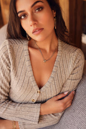 Collier doré Millie multi-chaînes avec pendentif rond - Bijou porté