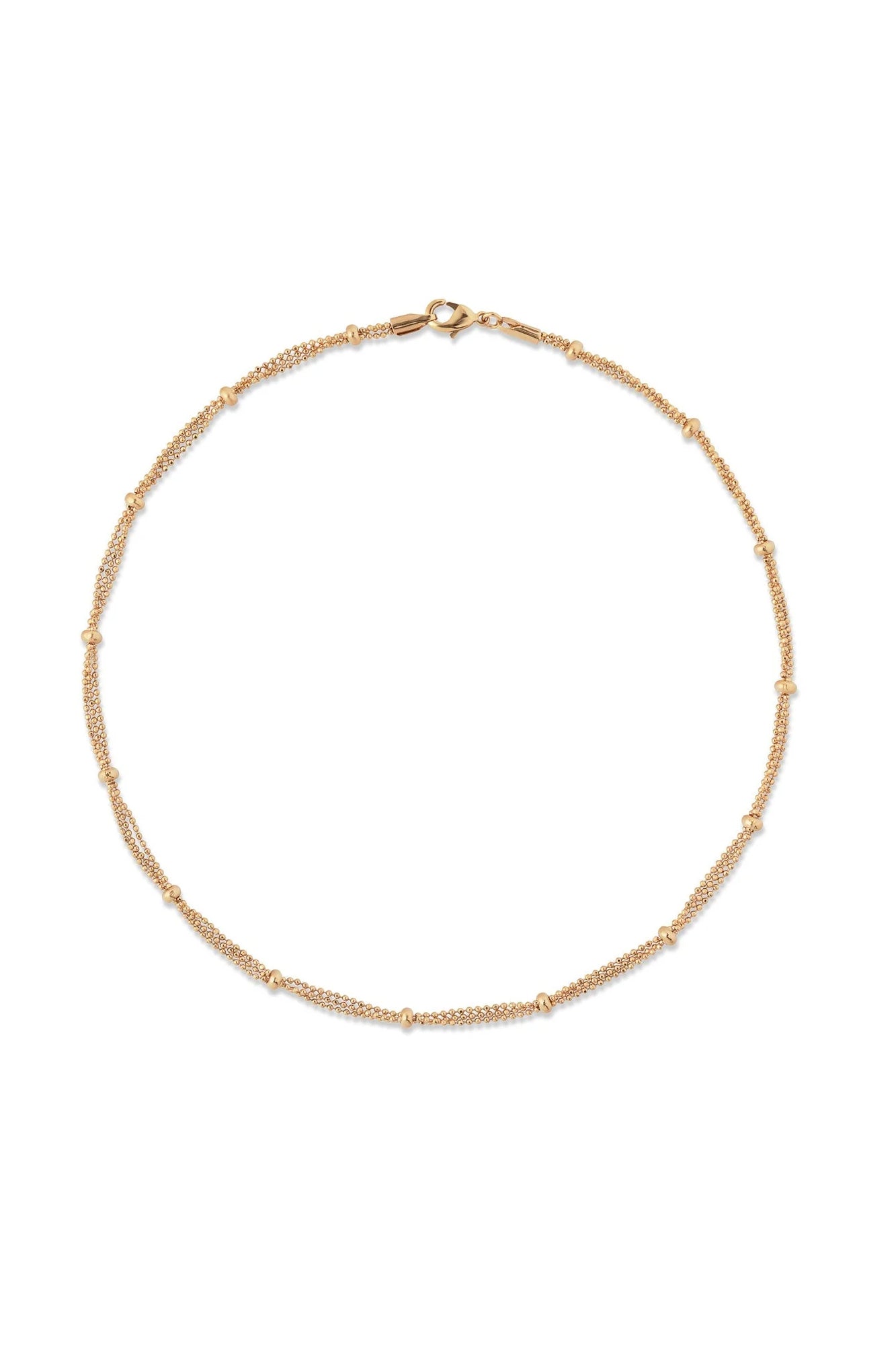Collier doré chaîne double perlée - Bijou photographié sur fond blanc