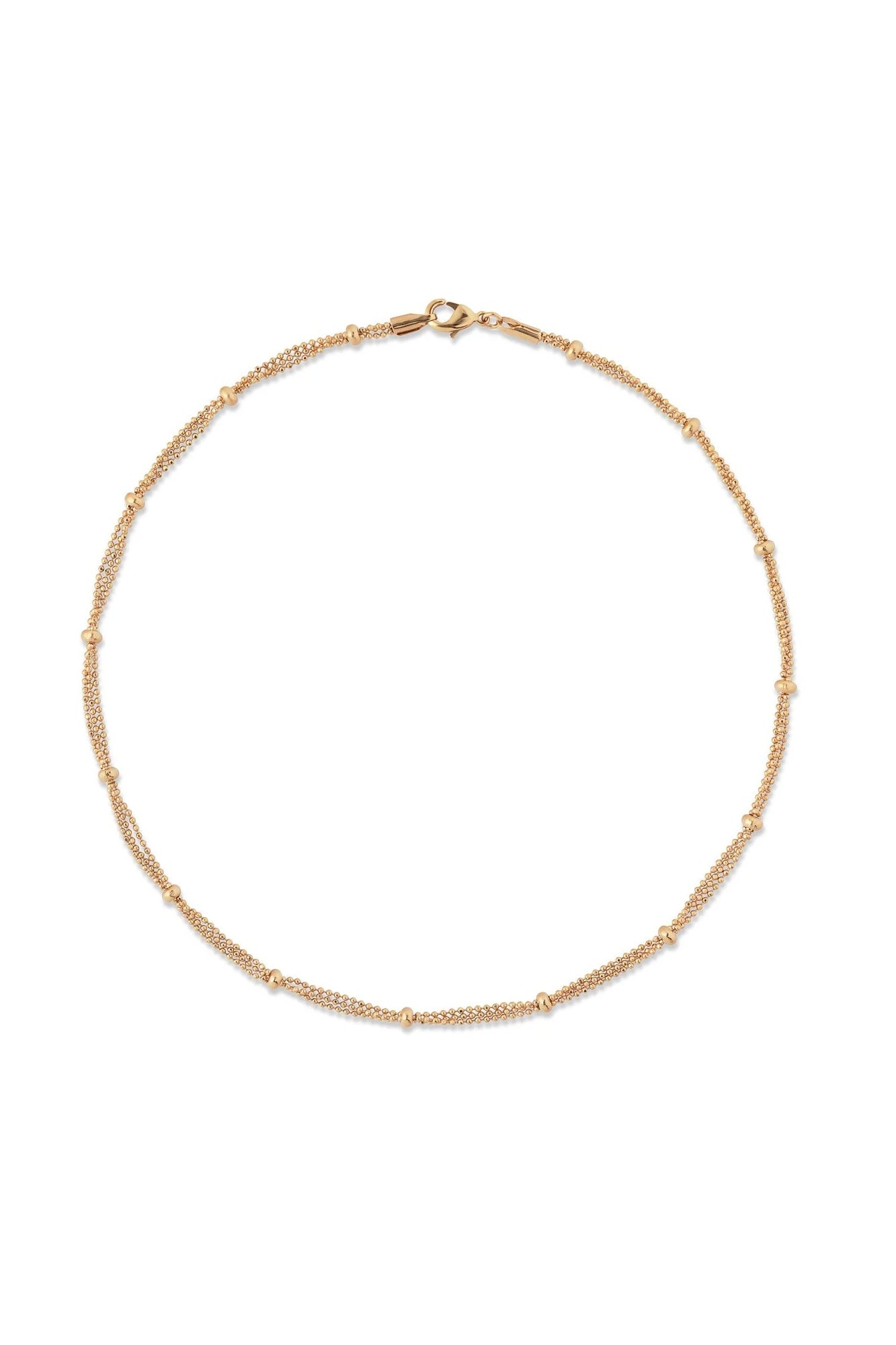 Collier doré chaîne double perlée - Bijou photographié sur fond blanc