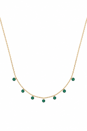 Collier doré Lise vert pampilles zircons vert - Bijou sur fond blanc