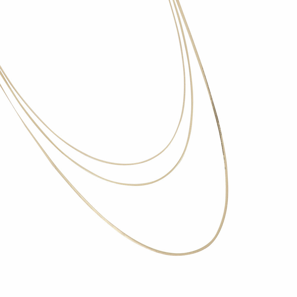 Collier triple doré Annick chaînes miroir - Bijou photographié sur fond blanc