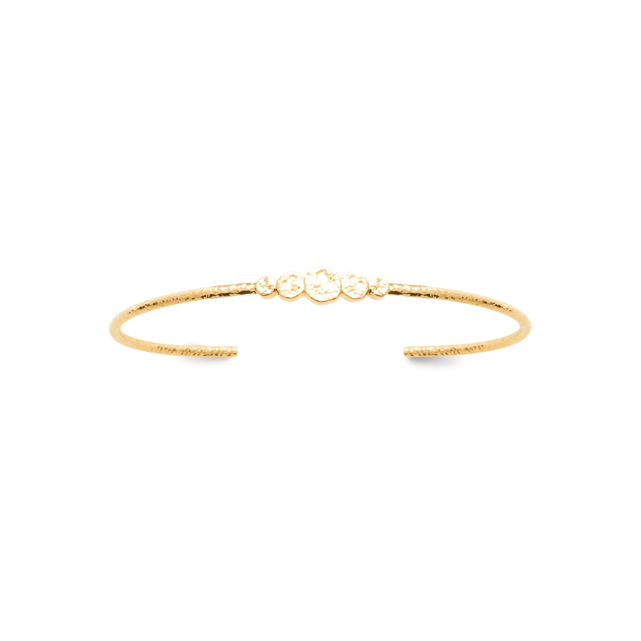  Bracelet jonc doré pastilles martelées Elio - Bijou photographié sur fond blanc