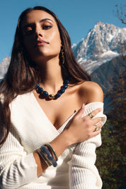 Bracelet jonc en acétate coloré Lima bleu - Bijou porté