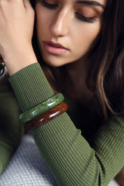  Bracelet jonc en acétate coloré Lima vert - Bijou porté