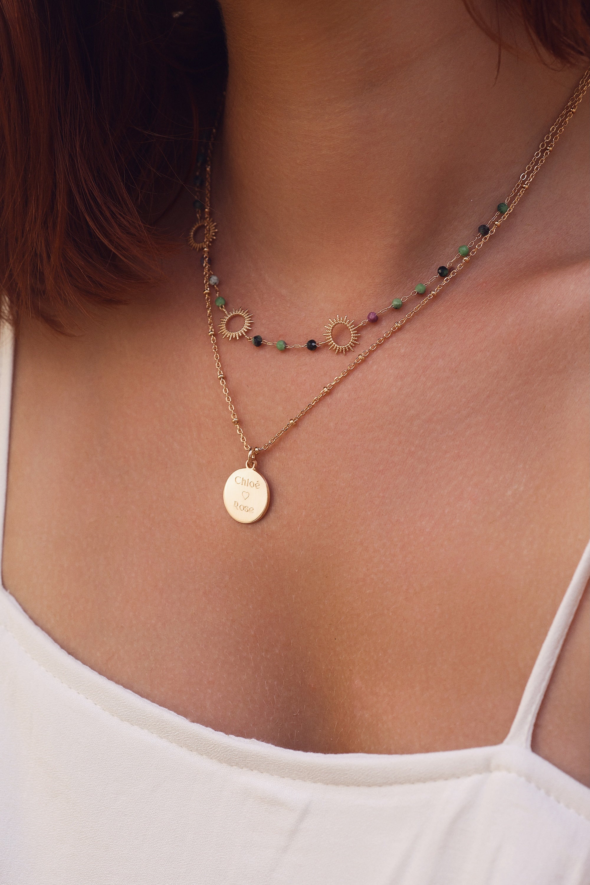 Médaille ronde Alba M simple dorée pour gravure - Bijou porté