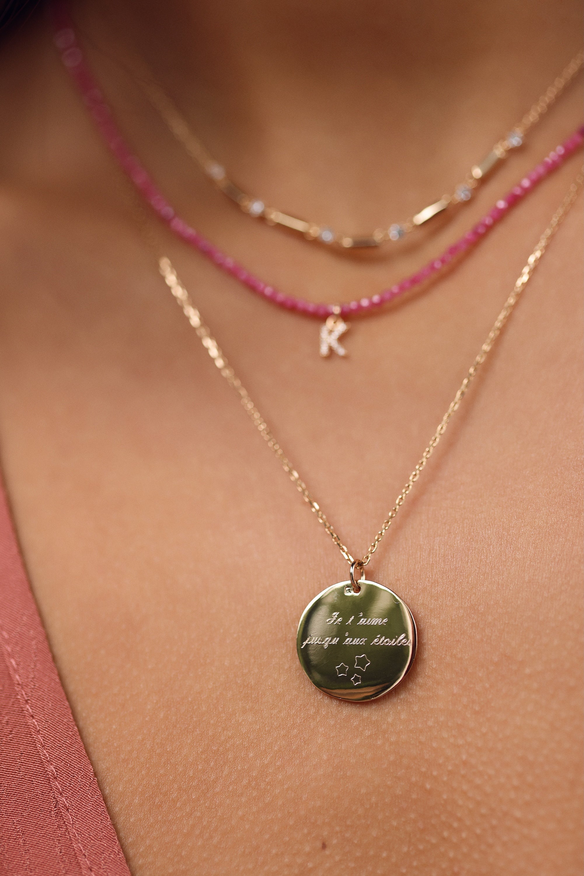 Collier doré personnalisable pour gravure NESSIE - Bijou porté