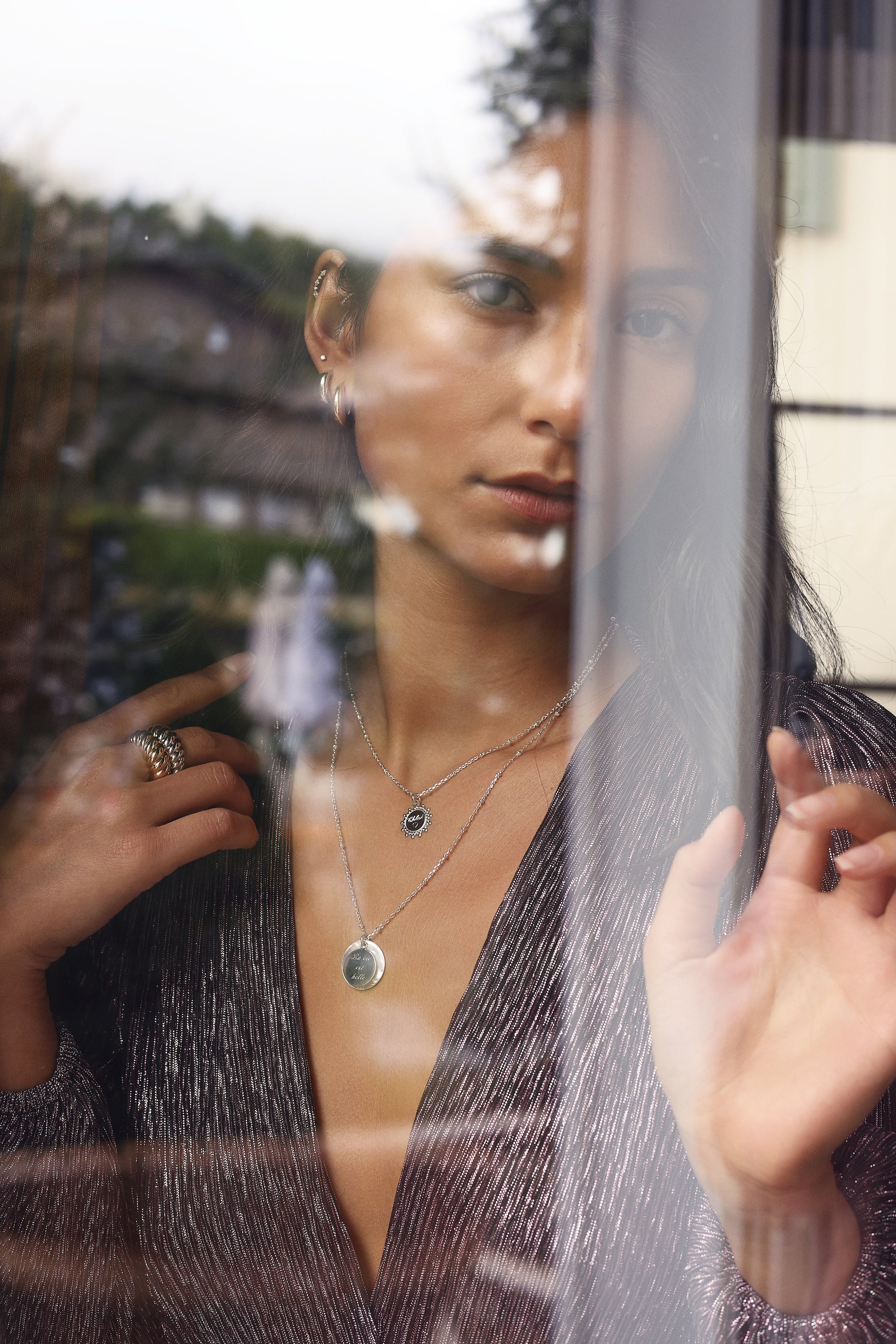 Médaille ronde simple Alba M en argent pour gravure - Bijou porté