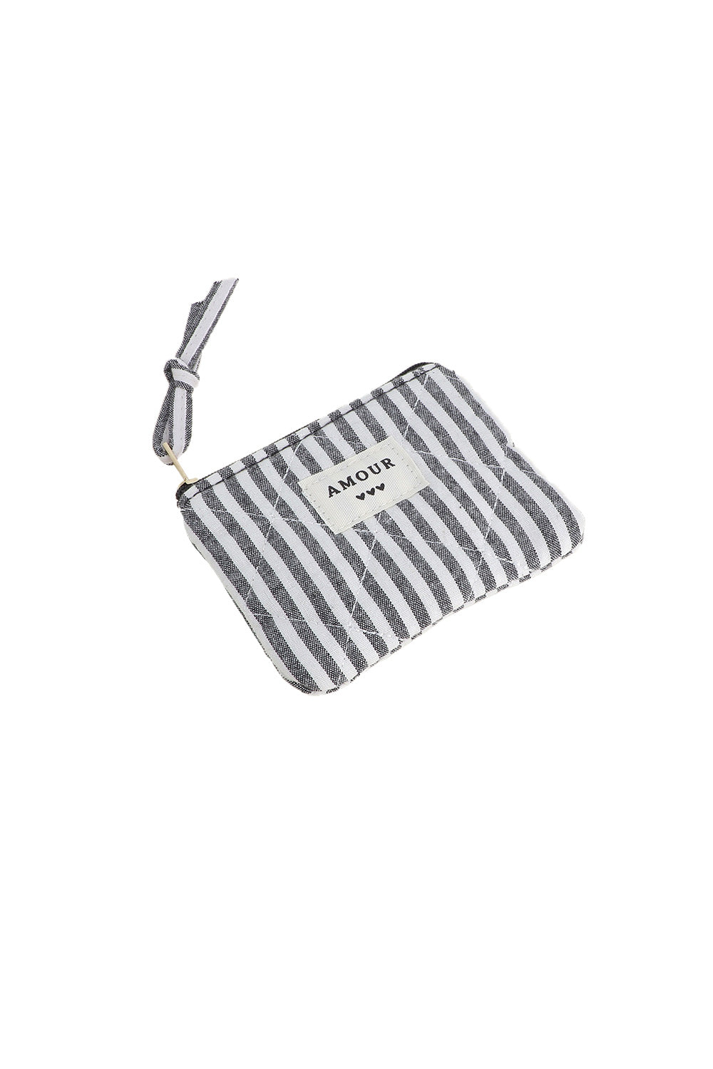 Petite pochette Amour à zip rayée noir et blanc - Accessoire
