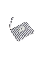 Petite pochette Amour à zip rayée noir et blanc - Accessoire

