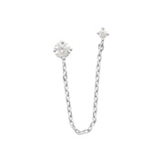 Boucle d'oreille à l'unité Livia blanc en argent ornée de zircons blancs - Bijou sur fond blanc