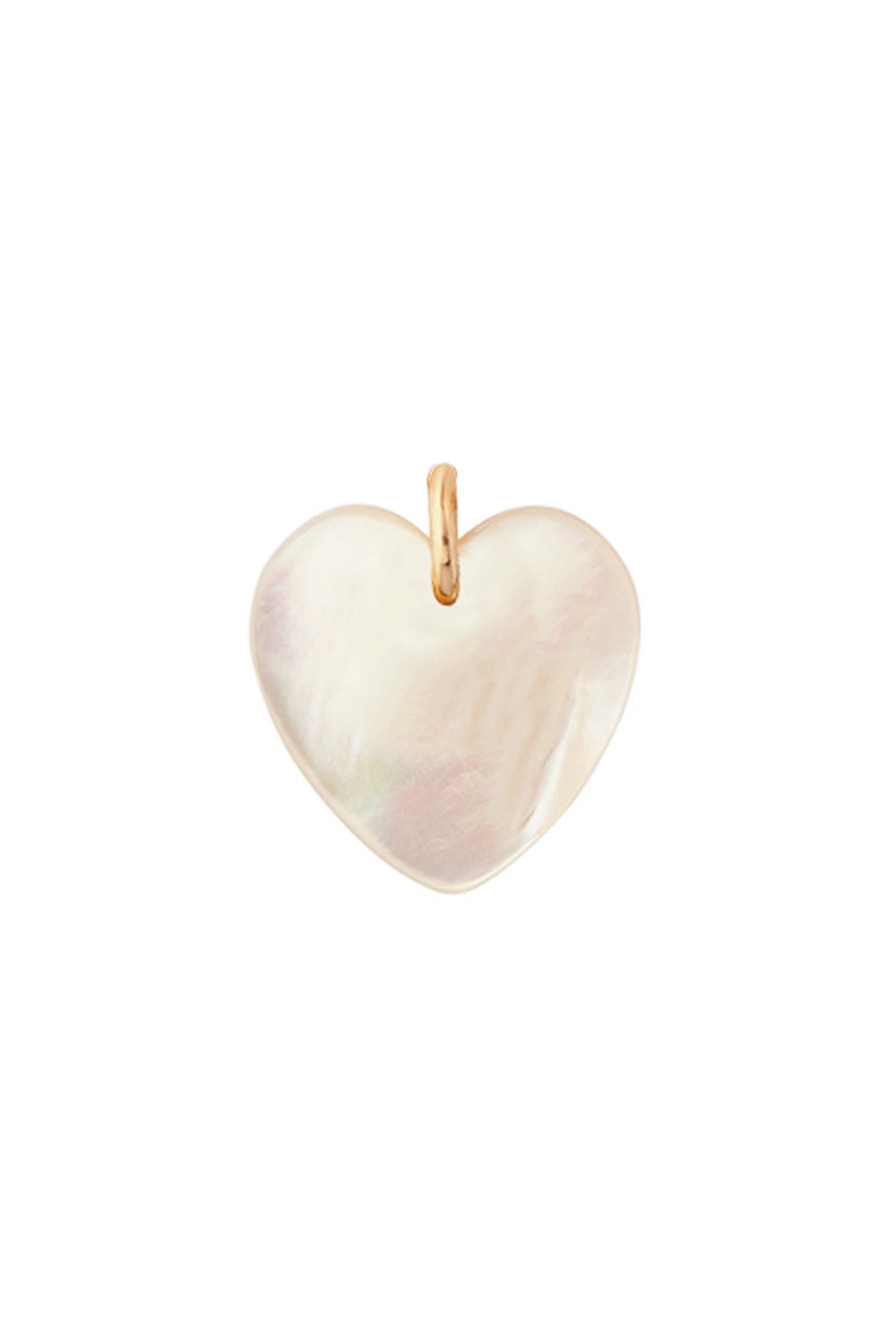 Pendentif coeur en nacre pour collier personnalisable doré initiale et charm - Bijou sur fond blanc