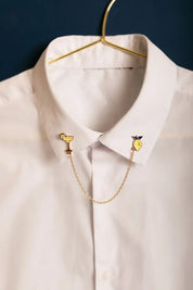 Pin's doré citron et verre de margarita reliés par une chaîne - Accessoire