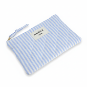 Pochette à zip Amour rayée bleu et blanc - Accessoire