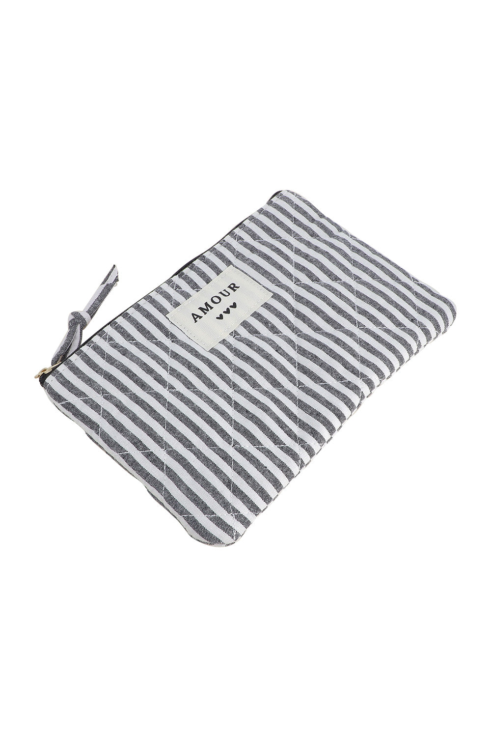 Pochette à zip Amour rayée noir et blanc - Accessoire