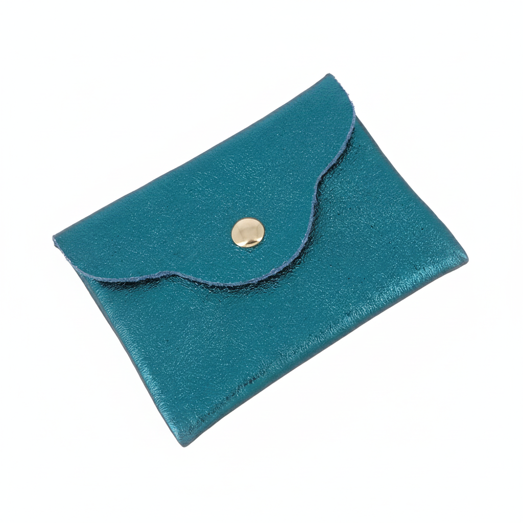 Porte-cartes en cuir recyclé Budapest bleu canard - Accessoire