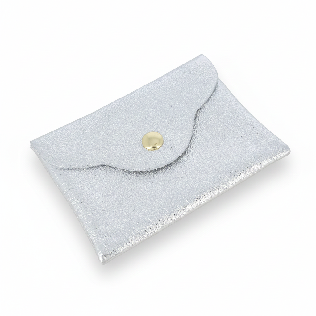 Porte-cartes en cuir recyclé Budapest argenté - Accessoire