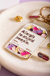 Porte-clé boîte de gélules allergic to stupid people - Accessoire