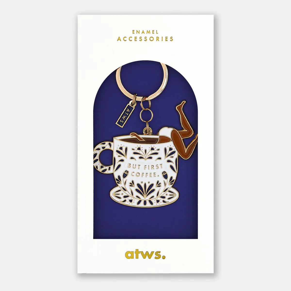 Porte-clé fille dans une tasse de café - Accessoire