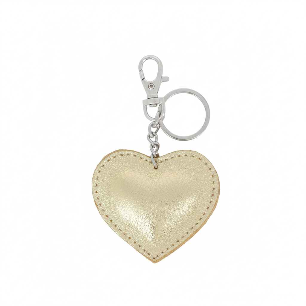 Porte-clés coeur en cuir recyclé coeur gold - Accessoire