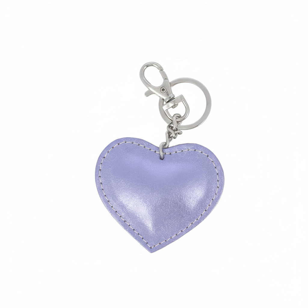 Porte-clés coeur en cuir recyclé coeur lila - Accessoire
