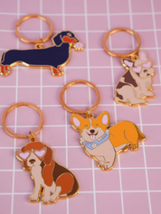 Porte-clé corgi avec foulard fleuri - Accessoire