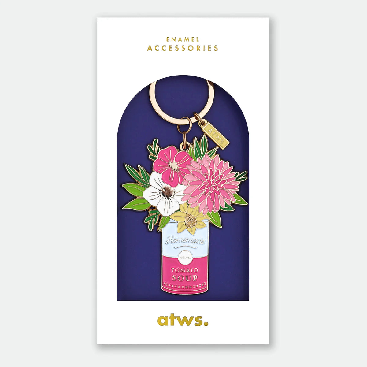Porte-clé canette ornée de fleurs - Accessoire