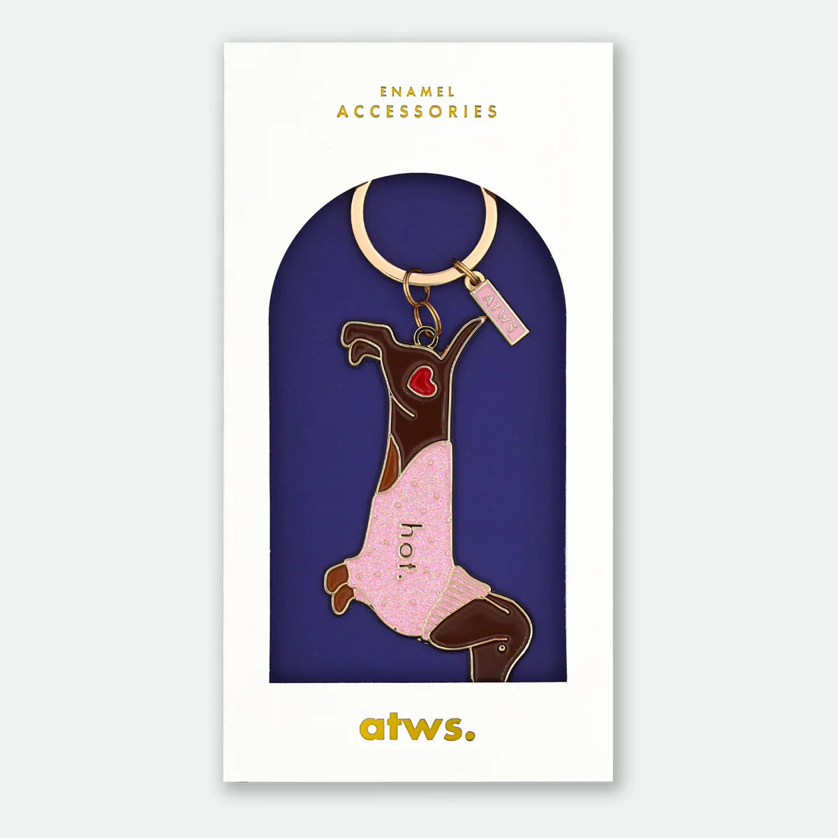 Porte-clé chien saucisse avec un pull rose - Accessoire