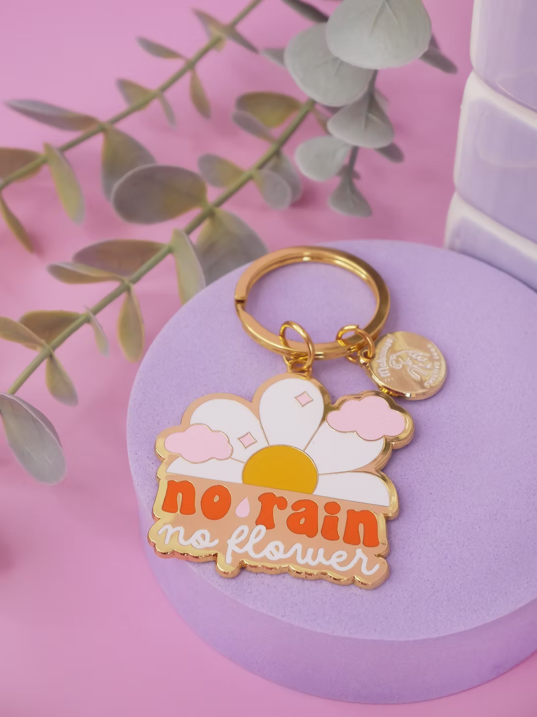 Porte-clé "No rain no flower" - Accessoire