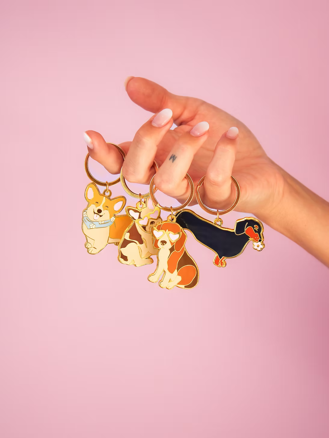 Porte-clé teckel avec fleur dans la bouche - Accessoire