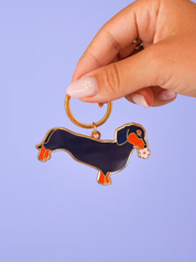Porte-clé teckel avec fleur dans la bouche - Accessoire