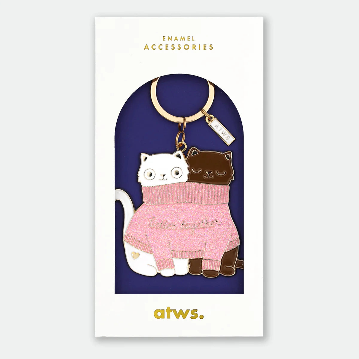 Porte-clé deux chat dans un pull rose - Accessoire