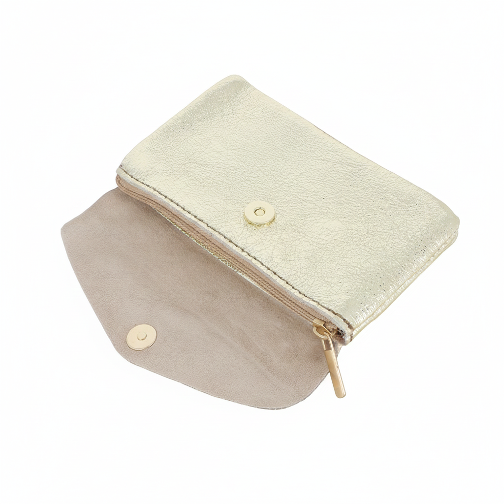 Porte-monnaie en cuir recyclé Barcelone light gold - Accessoire