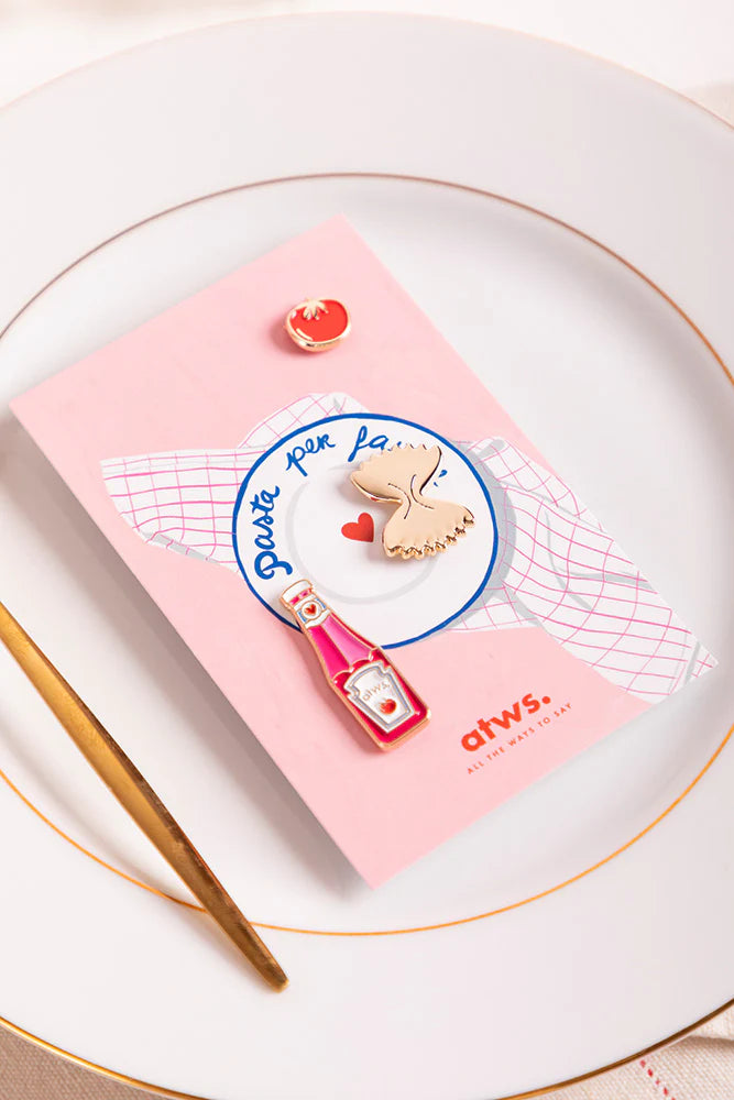 Trio de pin's doré tomate, farfalle et sauce tomate - Accessoire