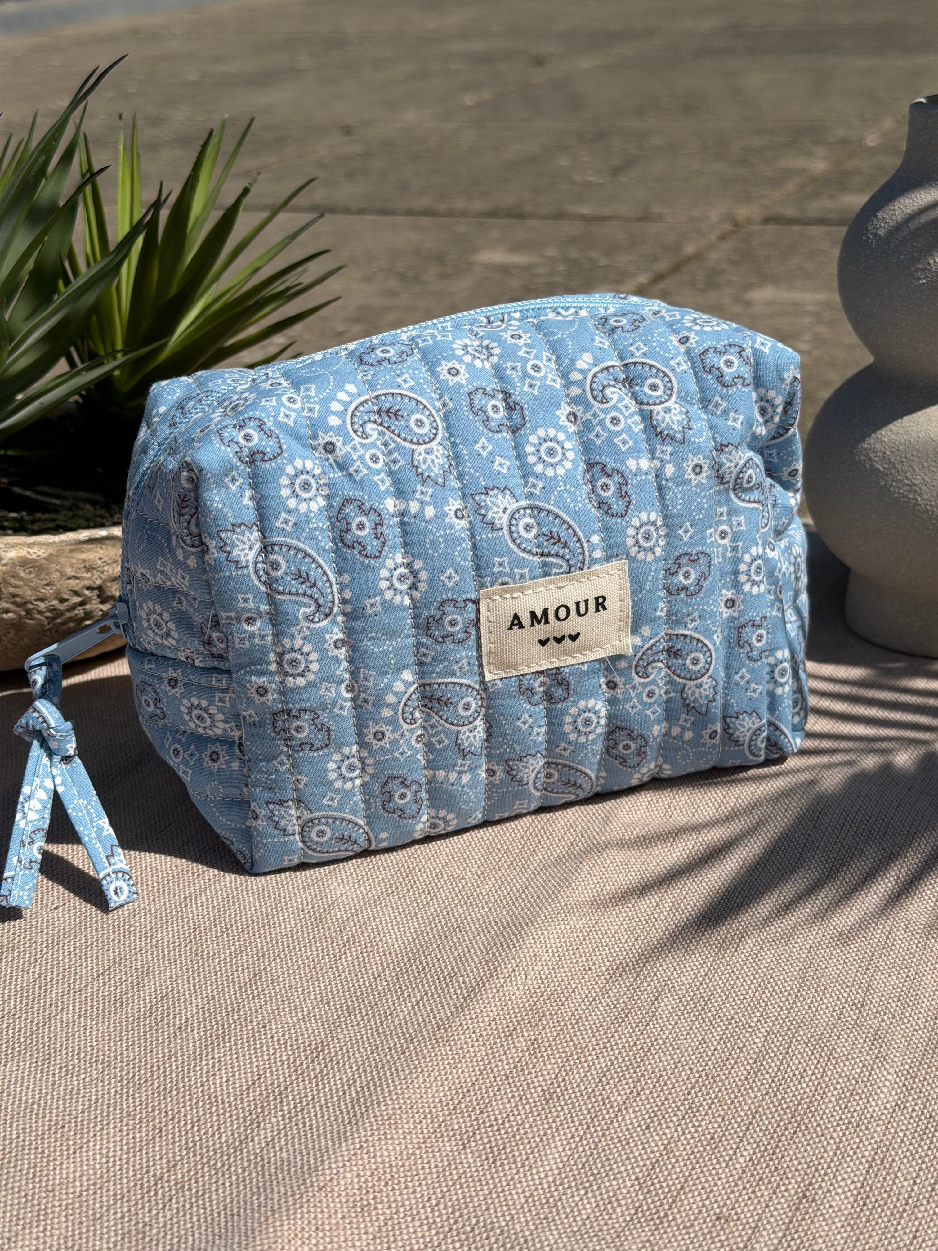 Trousse à zip motif bandana bleu clair - Accessoire