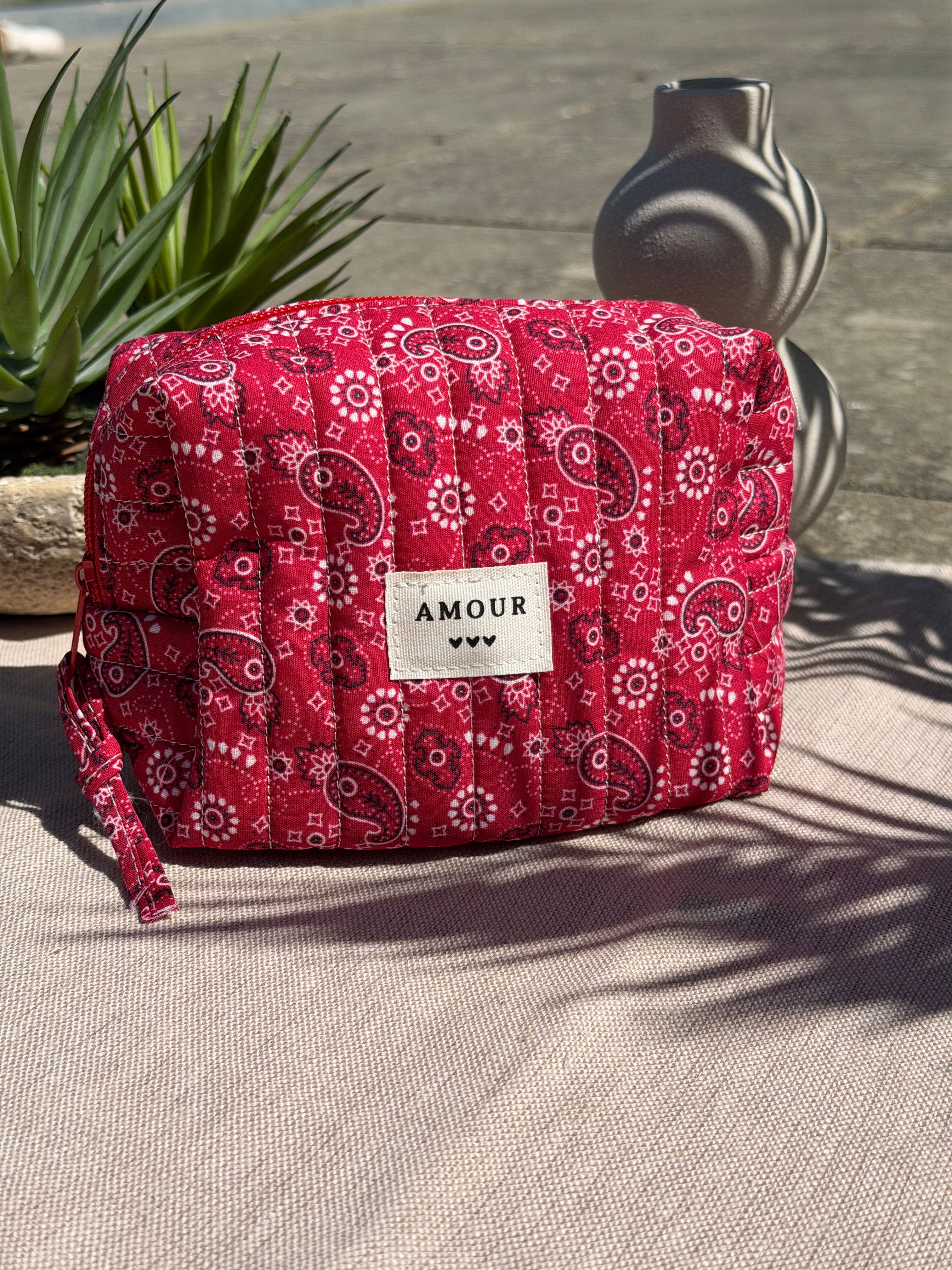 Trousse à zip motif bandana rouge - Accessoire