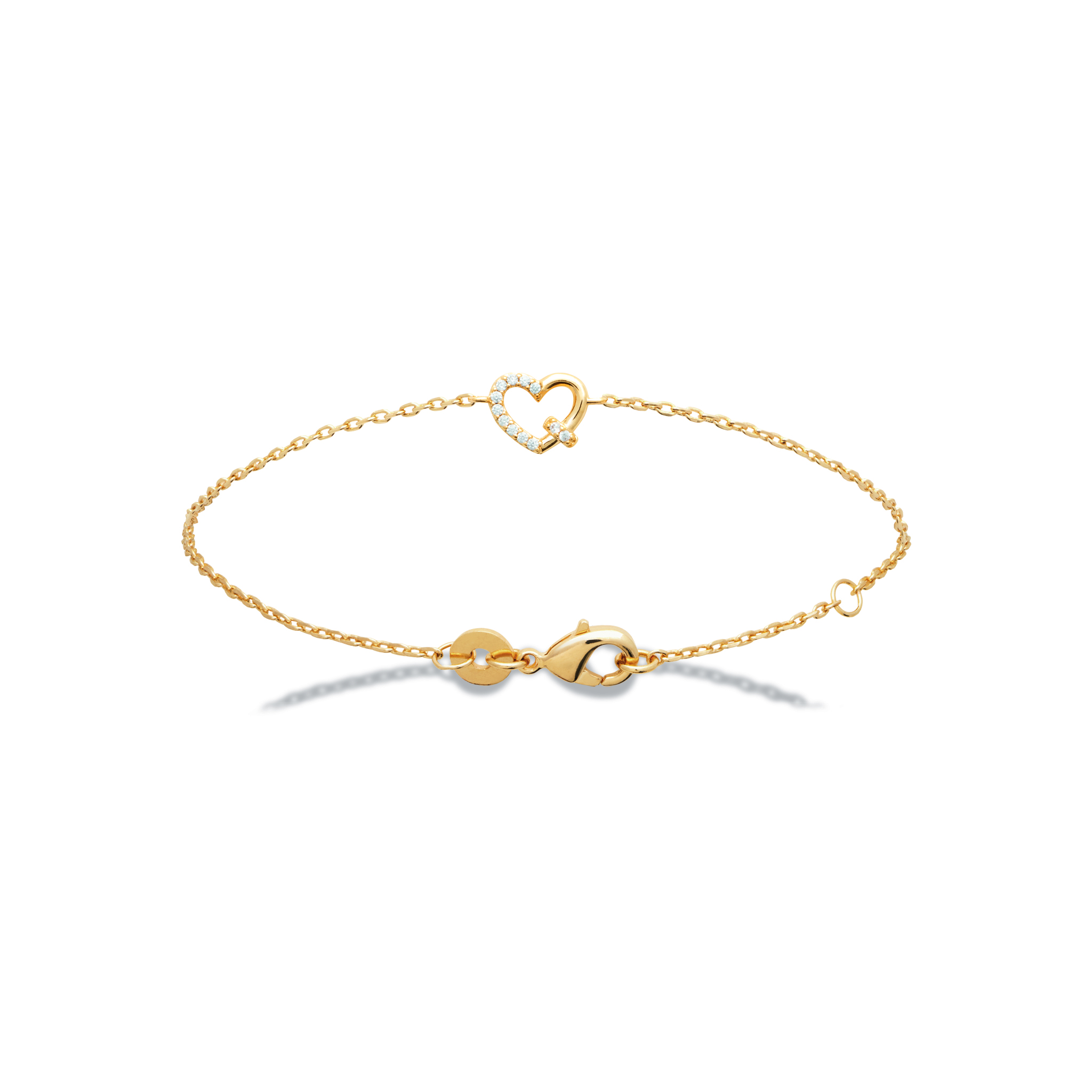 Bracelet en plaqué or Taylor avec charm coeur et zircons -Chloé Rose Genève