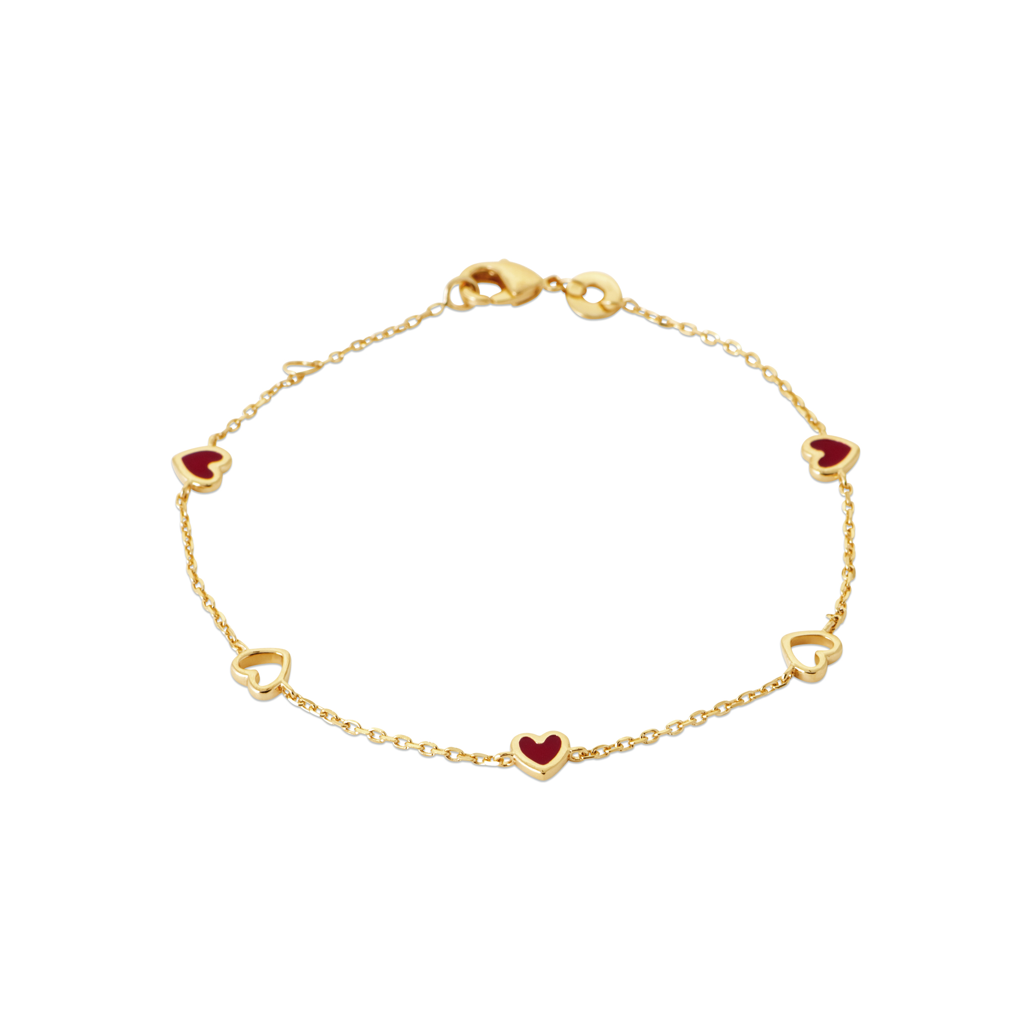 Bracelet coeur rouge doré Aimie