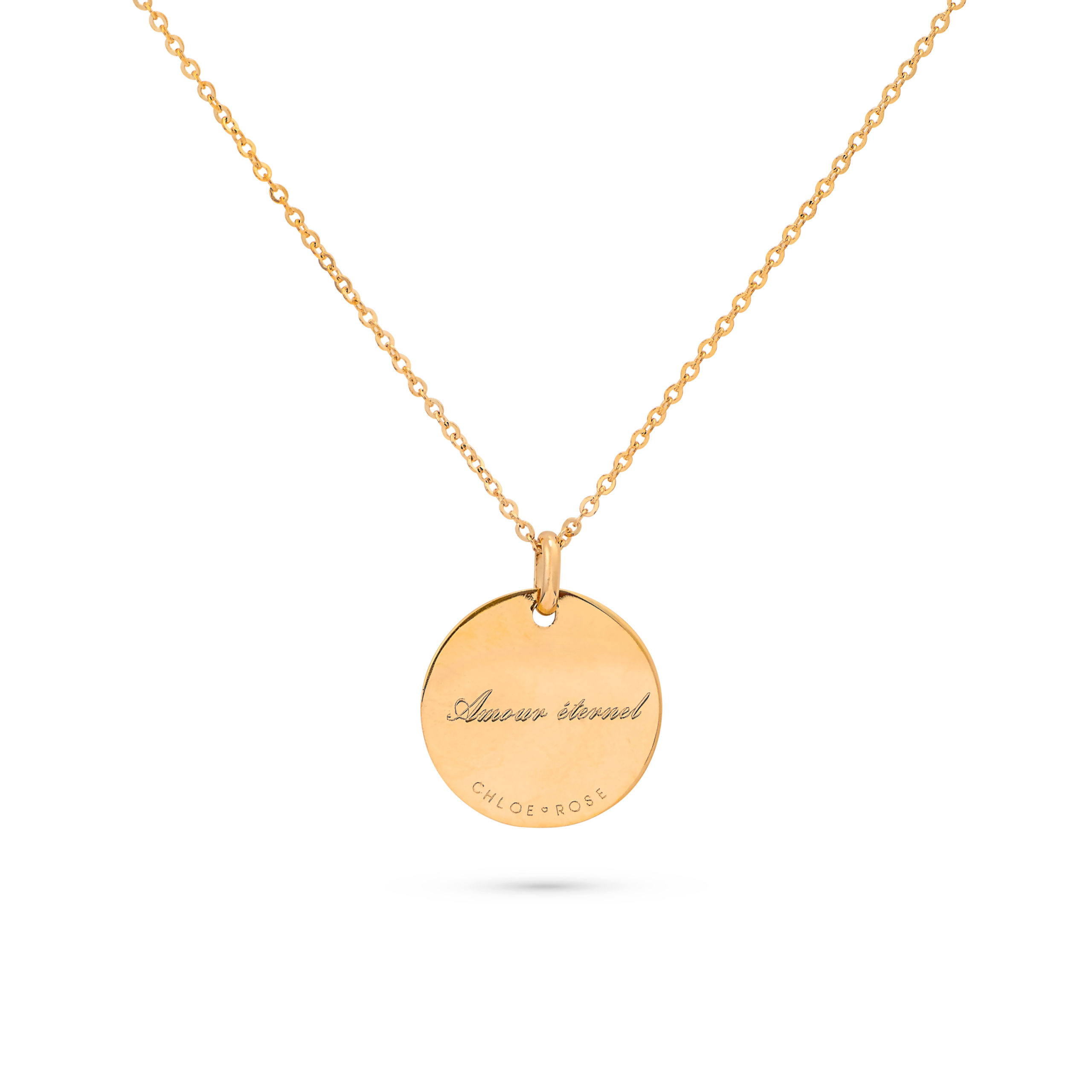 Collier Mantra Cœur laiton doré 3 microns imaginé et créé par Chloé Rose